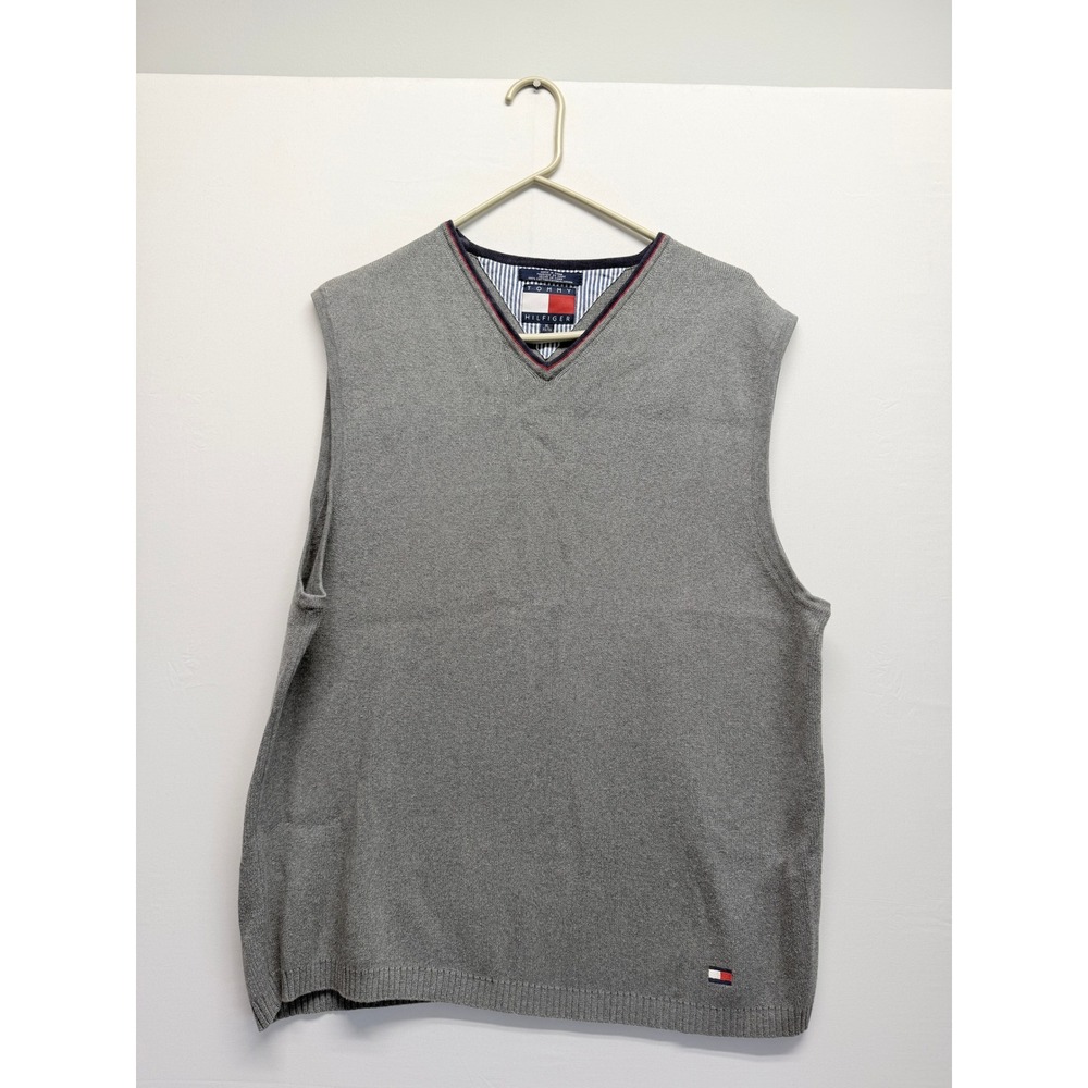 Tommy Hilfiger Sweater Vest V-Neck XL Gray Men
